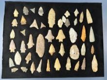 44 Various Arrowheads, Tools, Found in North Carolina, Longest is 4"