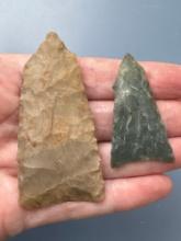 FINE Triangle Points, Rhyolite and Chert, Longest is 2 3/4", Found in North Carolina