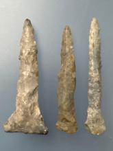 3 Well-Made Drills, Longest is 2 1/2", Found in Greenwood Co., Kansas by Terry Miller