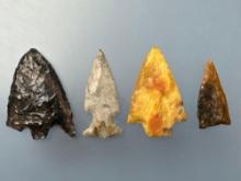 4 Fine Western US Points, Longest is 1 5/8", Ex: Croteau Collection