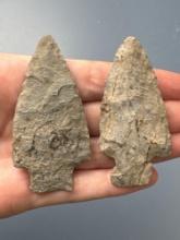 Pair of NICE Rhyolite Stemmed Points, longest is 2 5/8", Ex: Mellinger, Lower Susquehanna River