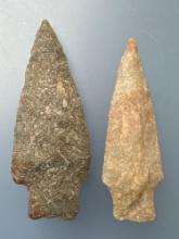 Classic Pair of Stemmed Archaic Points, Longest is 2 3/4"Found in Berks Co., Pennsylvania, Ex: Sonny
