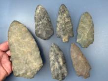HIGHLIGHT Normanskill Chert Snook Kill Cache, x6, Found by Alan Atkins, Kennedy Rd, Windsor, CT 1976