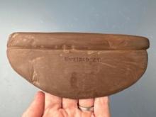 SUPERB 5 3/4" Red Slate Comb Back Semi-Lunar Knife/Ulu, Found Enfield, CT, Restored Corner, Ex: Alan