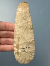 4 15/16" Knife, Creme Chert, Found in Henry Co., Indiana, Ex: Stanley Brzoski
