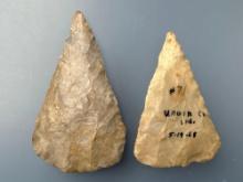 Pair of FINE Adena Blades, Longest is 2 5/8" Found on Stinson Site, Abington, Indiana, Ex: Stanley