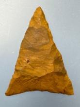 FINE 1 1/2" Jasper Triangle Point, Found in Pottstown, Pennsylvania, Ex: Roy Eagle, T. Madeira