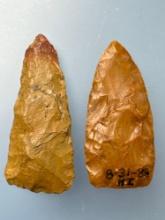 Pair of FINE Jasper Blades, Longest is 2 1/8", x1 Heat-Treated, Found in Berks Co., PA,