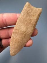 HIGHLIGHT 3 1/2" Hixton Quartzite Paleo Clovis, Fluted, Found in Wisconsin, Semi-Translucent, w/COA
