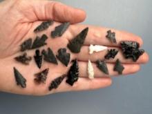 20 Obsidian and Agate Points, Longest is 1 3/16",Found in Harney Co., Oregon, Ex: Ted Knieriem