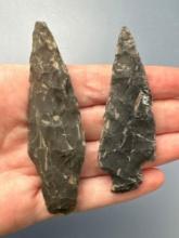 Pair of Chalcedony Points, Longest is 3 1/4", Found in Berks Co., Pennsylvania, Ex: Ted Knieriem