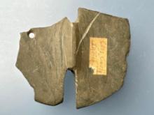 WOW 3 3/4" x 3 1/4" Salvaged Banded Slate Butterfly Bannerstone, Found in Cass Co., Indiana