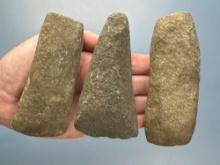 3 Celts and Adzes, Longest is 4 1/8", Found in Durham, Connecticut on the Lone Pine Site