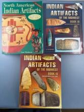 3 Books: Hothem's North American Indian Artifacts (6), Indian Artifacts of the Midwest (3 and 4)