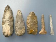 5 Various Tools, Drills, Blades, Longest is 4 3/16", Found in Ponca City, Oklahoma along Arkansas