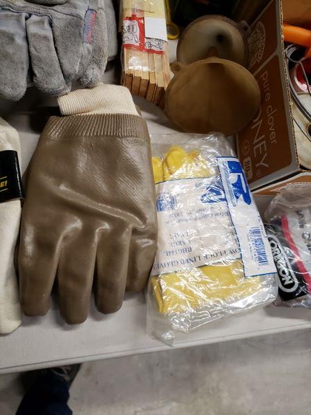 LOT OF GLOVES, WIRE AND MISC