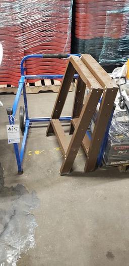 2 BLUE RACK AND BROWN METAL BASE