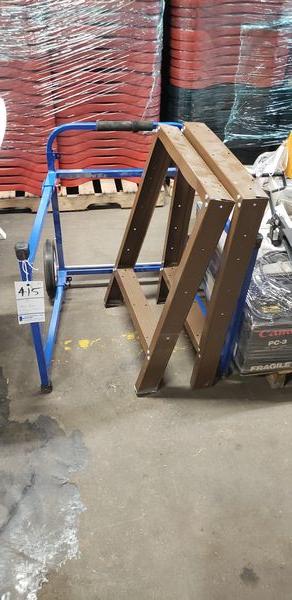 2 BLUE RACK AND BROWN METAL BASE