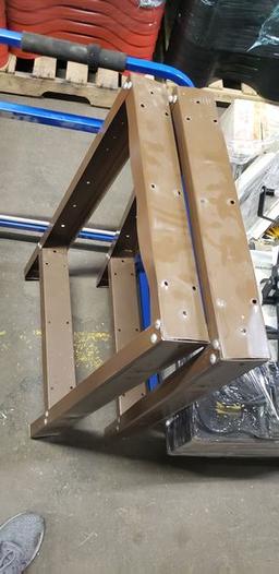 2 BLUE RACK AND BROWN METAL BASE