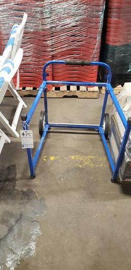 2 BLUE RACK AND BROWN METAL BASE