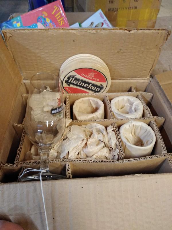 SET OF 6 VINTAGE HEINEKEN STEMWARE GLASSES IN ORIGINAL BOX