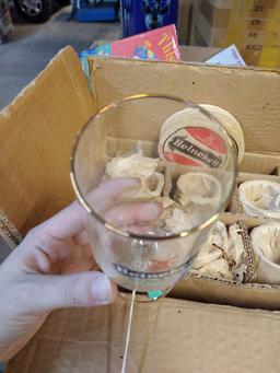SET OF 6 VINTAGE HEINEKEN STEMWARE GLASSES IN ORIGINAL BOX