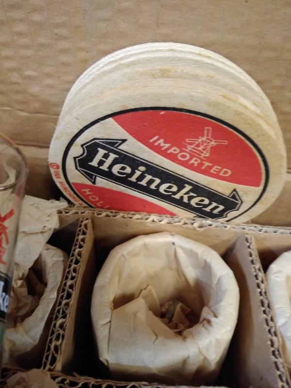 SET OF 6 VINTAGE HEINEKEN STEMWARE GLASSES IN ORIGINAL BOX