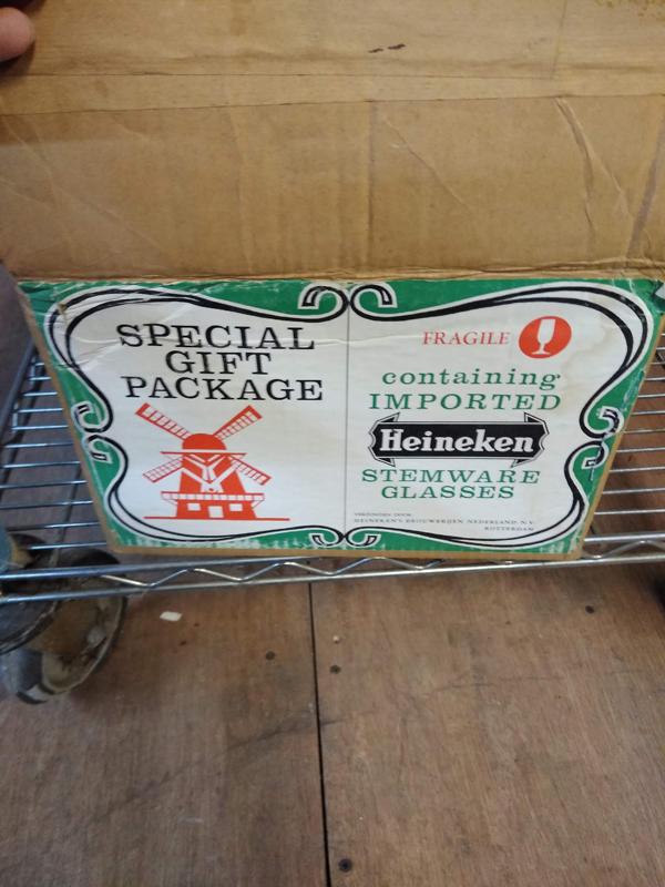 SET OF 6 VINTAGE HEINEKEN STEMWARE GLASSES IN ORIGINAL BOX