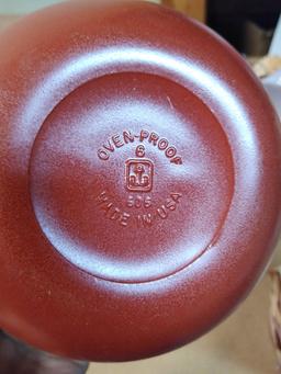 4 VINTAGE ANCHOR HOCKING 606 RUST ORANGE OVERNPROOF BOWLS