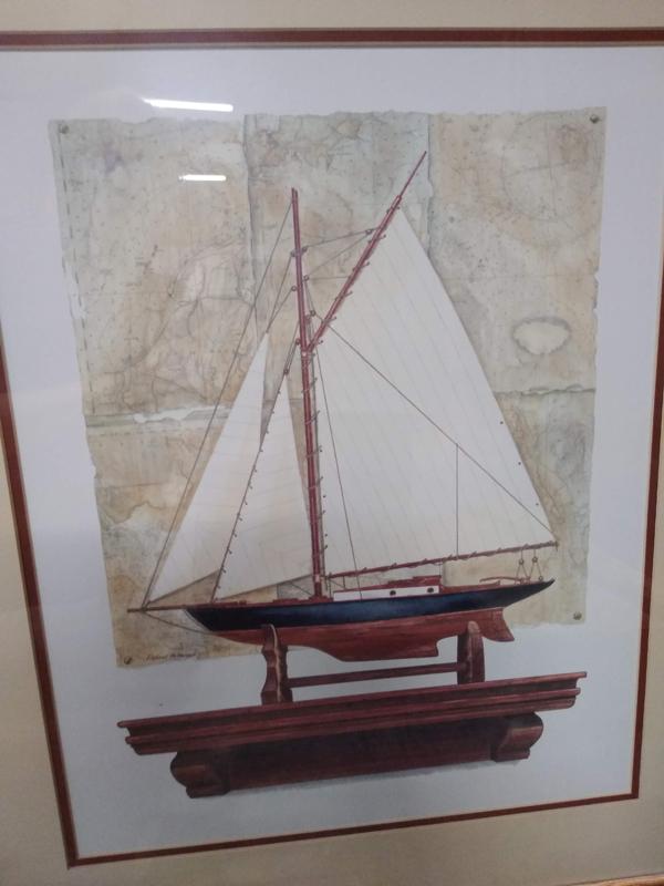 SET OF 2 FRAMED SAIL BOAT ART 21 X 25 - no shipping on this item - local pick up only