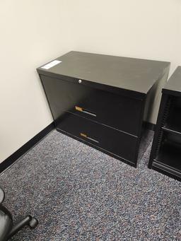 3 METAL FILE CABINETS AND SHELF