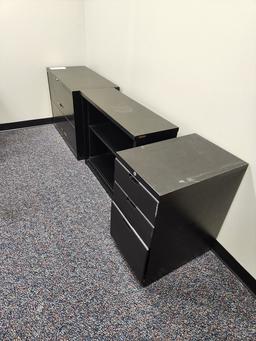 3 METAL FILE CABINETS AND SHELF