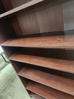 STURDY 6 SHELF WOODEN BOOK CASE  36" X 12" X 73"