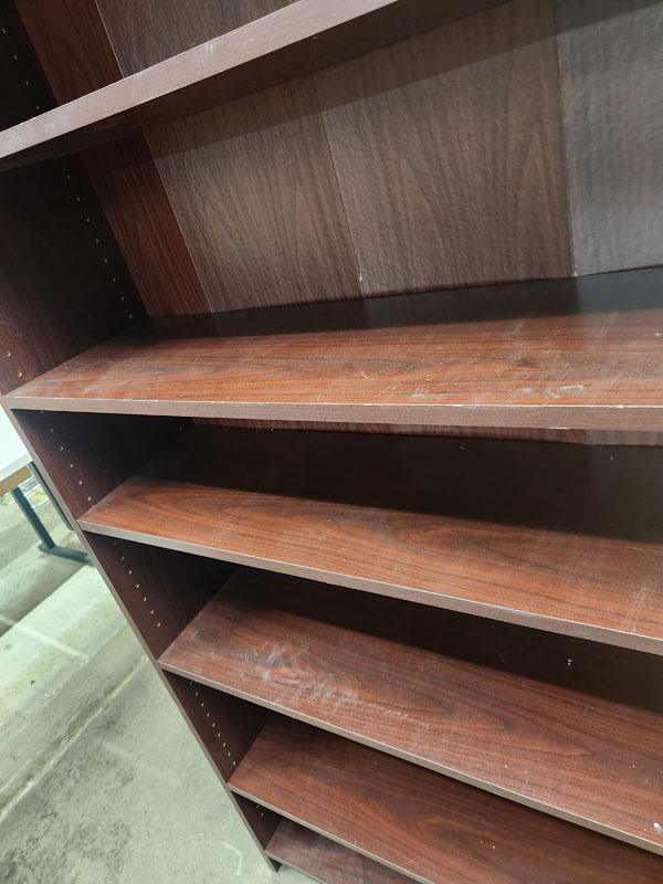 STURDY 6 SHELF WOODEN BOOK CASE  36" X 12" X 73"