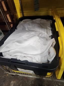 LOT OF ASST COLOR CHAIR AND TABLE SKIRTS IN 3 TOTES