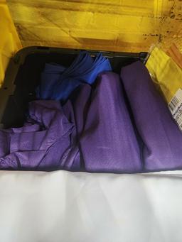 LOT OF ASST COLOR CHAIR AND TABLE SKIRTS IN 3 TOTES
