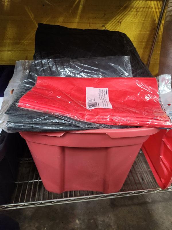 LOT OF ASST COLOR CHAIR AND TABLE SKIRTS IN 3 TOTES