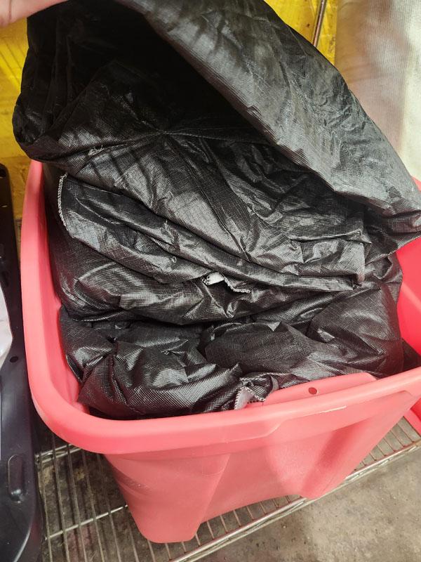 LOT OF ASST COLOR CHAIR AND TABLE SKIRTS IN 3 TOTES