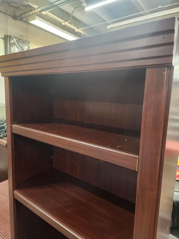 LOT OF 3 ASST BOOKCASES AND WOOD 2-DRAWER FILE CABINET W/ CONTENT
