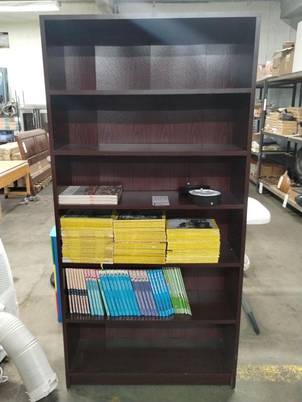 STURDY 6 SHELF WOODEN BOOK CASE  36" X 12" X 73"