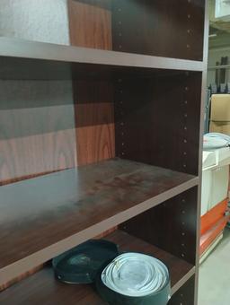 STURDY 6 SHELF WOODEN BOOK CASE  36" X 12" X 73"