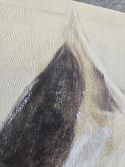 EQUINE ART  SIGNED "HAYES" - 2 HORSES - 30" X 39.5"