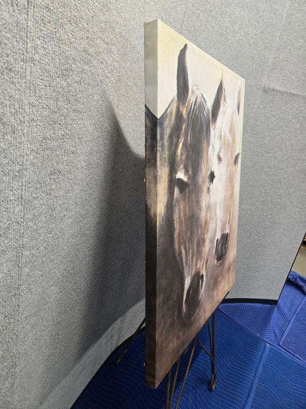 EQUINE ART  SIGNED "HAYES" - 2 HORSES - 30" X 39.5"
