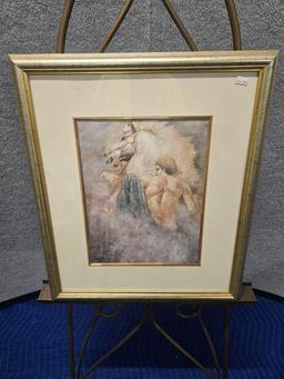 FRAMED JOHN PARRISH "SPIRIT II" - MAN AND HORSE 18" X 21"