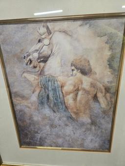 FRAMED JOHN PARRISH "SPIRIT II" - MAN AND HORSE 18" X 21"
