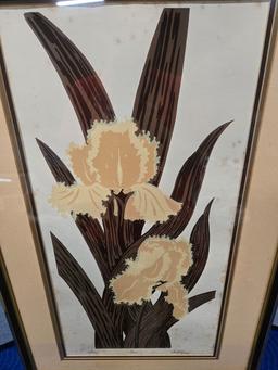 FRAMED "IRIS" ART- ARTIST SIGNED AND NUMBERED 27/300 WITH CERTIFICATE OF AUTHENTICITY - 19.5" X 31.5