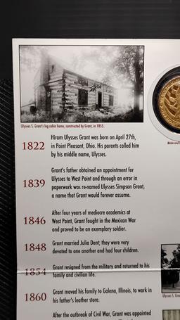 ULYSSES S GRANT 18TH PRESIDENTIAL COMMEMORATIVE $1 COIN