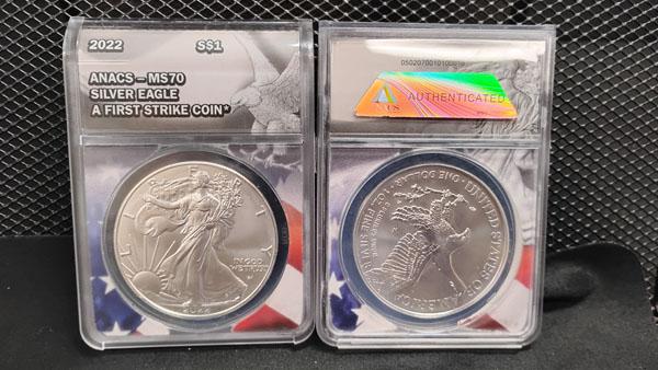 (2) 2022 $1 SILVER EAGLE FIRST STRIKE COINS