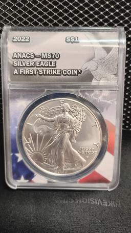 (2) 2022 $1 SILVER EAGLE FIRST STRIKE COINS