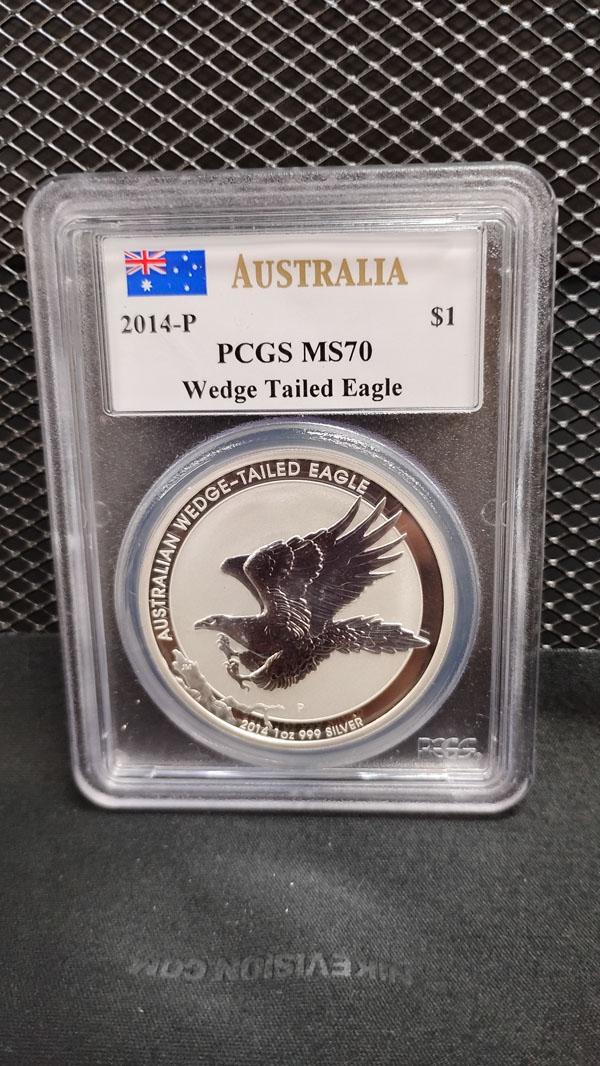 MERCANTI 2014-P AUSTRALIAN SILVER $1 WEDGE TAILED EAGLE COIN - MS70
